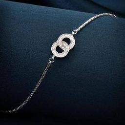 Women Sterling Silver Cubic Zirconia-Studded Bracelet-image-60