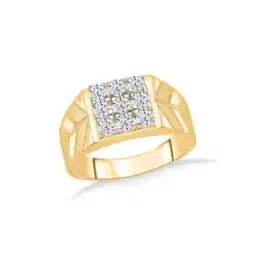 Men Yellow Gold Stone-Studded Band Ring-image-14
