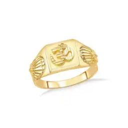 Men Yellow Gold Om Band Ring-image-21