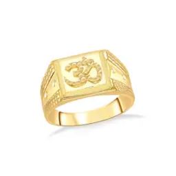 Men Yellow Gold Om Band Ring-image-20