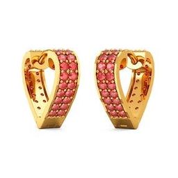 Women Yellow Gold Stone-Studded Hoop Earrings-image-33