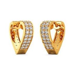 Women Yellow Gold Stone-Studded Hoop Earrings-image-27