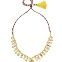 p n gadgil jewellers Women Yellow Gold Floral Short Necklace-picture-9