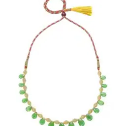 p n gadgil jewellers Women Yellow Gold Green Enchantment Gokak Thushi Necklace-picture-37