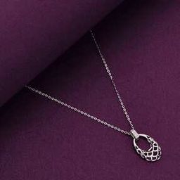 Women Sterling Silver Pave Drop Necklace-image-10