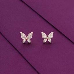 Sterling Silver Rose Gold Butterfly Studs-image-21