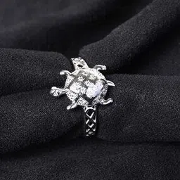 Men Sterling Silver Good Luck Tortoise Turtle Ring-image-38