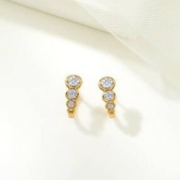 Women Yellow Gold Diamond-Studded Hoop Earrings-image-19