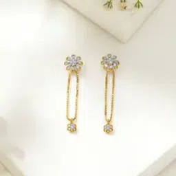 p n gadgil jewellers Women Yellow Gold Diamond-Studded Drop Earrings-picture-38