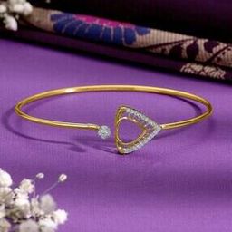 Women Yellow Gold Diamond-Studded Oval Bangle-image-31