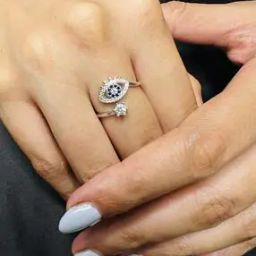 Women Sterling Silver Stone-Studded Evil-Eye Ring-image-51