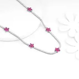 Women Silver Floral Necklace-image-37