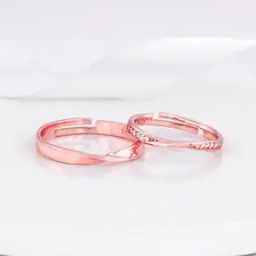 Sterling Silver Rose Gold-Plated Mobius Couple Rings-image-71