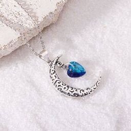 Sterling Silver Oxidised Moon Heart Pendant-image-46