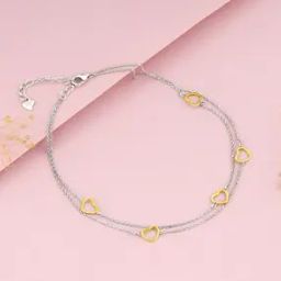 Dual Tone United Heart Anklets-9