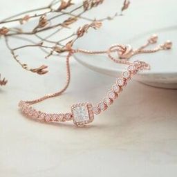 Women Sterling Silver Rose Gold-Plated Link Bracelet-image-82