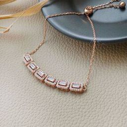Women Sterling Silver Rose Gold-Plated Link Bracelet-image-68