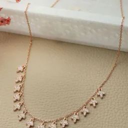 Women Sterling Silver Rose Gold-Plated American Diamond-Studded Necklace-image-46