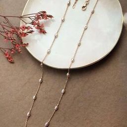 Women Sterling Silver Rose Gold-Plated Station Zircon Necklace-image-4