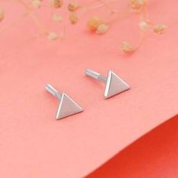 Women Sterling Silver Delta Stud Earrings-image-5