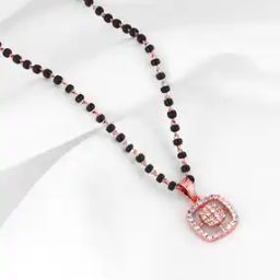 Women Sterling Silver Rose Gold-Plated Beaded Mangalsutra-image-31