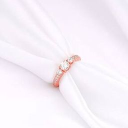 Women Sterling Silver Rose Gold-Plated Stone-Studded Ring-image-93