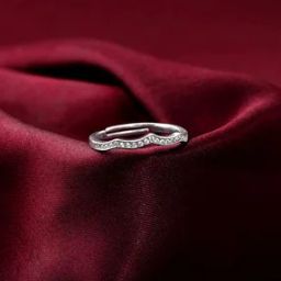 Silver Curvy Wave Stone-Studded Adjustable Ring-image-7