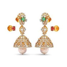 Women Yellow Gold Diamond-Studded Jhumka Earrings-image-21