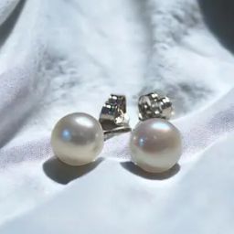 Women Sterling Silver Pearl Stud Earrings-image-22