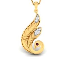 Women Yellow Gold Diamond-Studded Swara Pendant-image-28