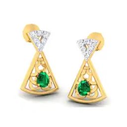 Women Yellow Gold American Diamond Jostna Drop Earrings-image-2