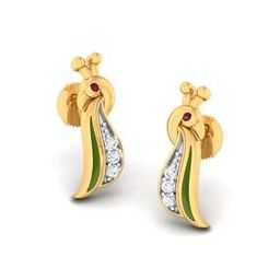 Women Yellow Gold American Diamond Kinjal Stud Earrings-image-25