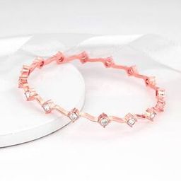 Women Sterling Silver Rose Gold-Plated Glimmering Bangle-image-89