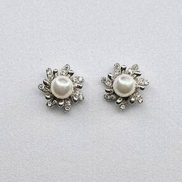 Women Sterling Silver Pearls Stud Earrings-image-11