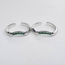 Women Sterling Silver Stone-Studded Toe Ring-image-39