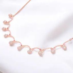Women Pure Silver Rose Gold-Plated Gemstones Necklace-image-80