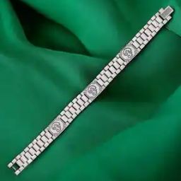 Men Sterling Silver Sacred Om Silver Chain Bracelet-image-24