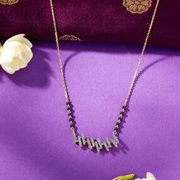 Women Yellow Gold Diamond-Studded Modern Mangalsutra-image-45