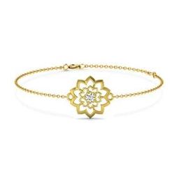 Women Yellow Gold Diamond-Studded Link Bracelet-image-6