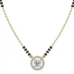 Women Yellow Gold 0.5 CT Halo Diamond Mangalsutra-11