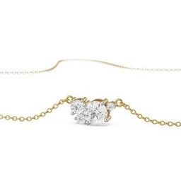 Women Yellow Gold Faiza Solitaire Lab Grown Diamond Necklace & Earrings Set-image-3