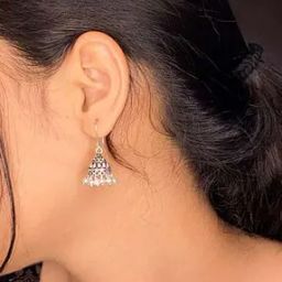 Women Sterling Silver Jhumka Earrings-image-44