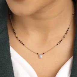 Women Yellow Gold Carat Solitaire Lab-Grown Diamond Mangalsutra-image-2