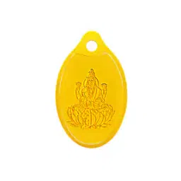muthoot pappachan Women Yellow Gold Oval Laxmi Pendant-picture-6