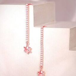 Women Sterling Silver Rose Gold Guiding Star Drop Earrings-image-85