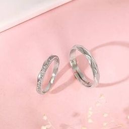 His & Her Sterling Silver Forever us Couple Band Rings-image-89