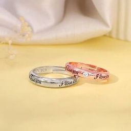 His & Her Sterling Silver I Love You Couple Band Rings-image-21