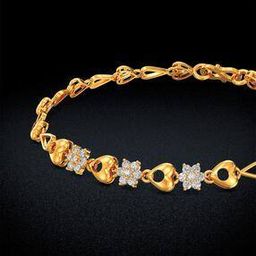 Women Yellow Gold Stone-Studded Link Bracelet-image-20