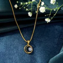 Women Yellow Gold Circle Diamond-Studded Pendant-image-27