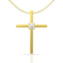 Men Sterling Silver Gold-Plated Cross Pendant with Chain-image-4